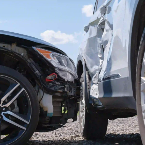 Two cars after a collision. The body shop will conduct a pre-repair and post-repair diagnostic scan.